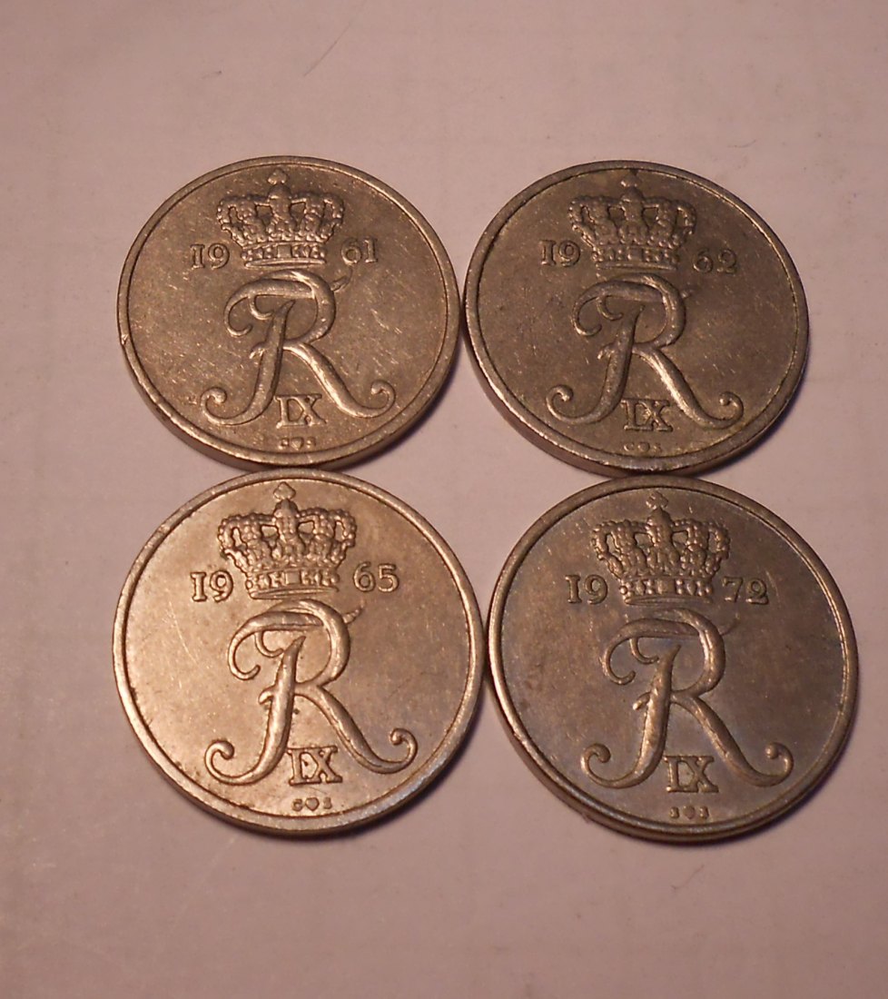  e.90 Dänemark 4er Lot 10 Öre 1961 1962 1965 1972   