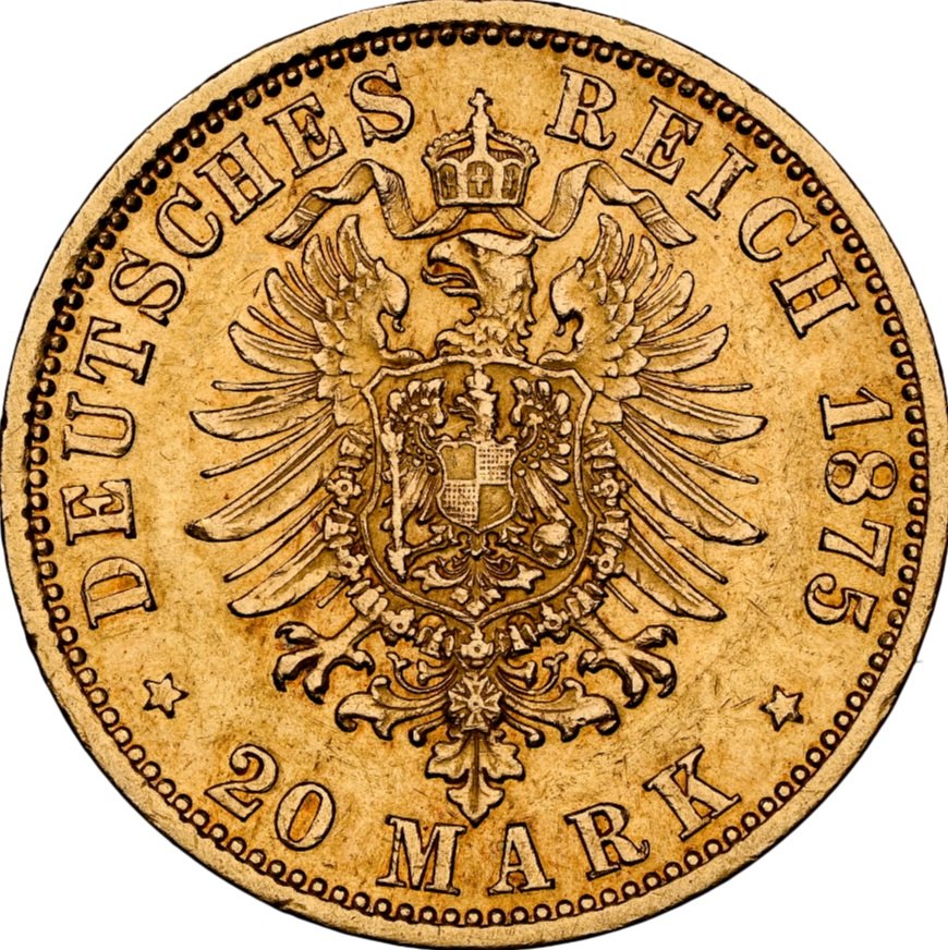  Deutsches Reich Braunschweig-Wolfenbüttel 20 Mark 1875A | NGC AU53 | Wilhelm VIII.   