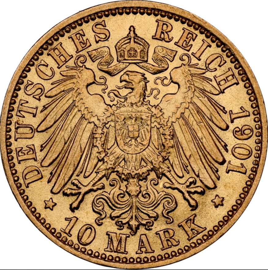  Deutsches Reich Baden 10 Mark 1901 G | NGC AU58 | Friedrich I.   