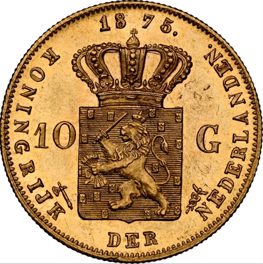  Niederlande 10 Gulden 1875 | NGC MS63 | Wilhelm III.   