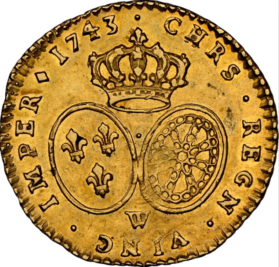  Frankreich 1/2 Gold Louis au bandeau 1743 W | NGC AU55 | Louis XV.   