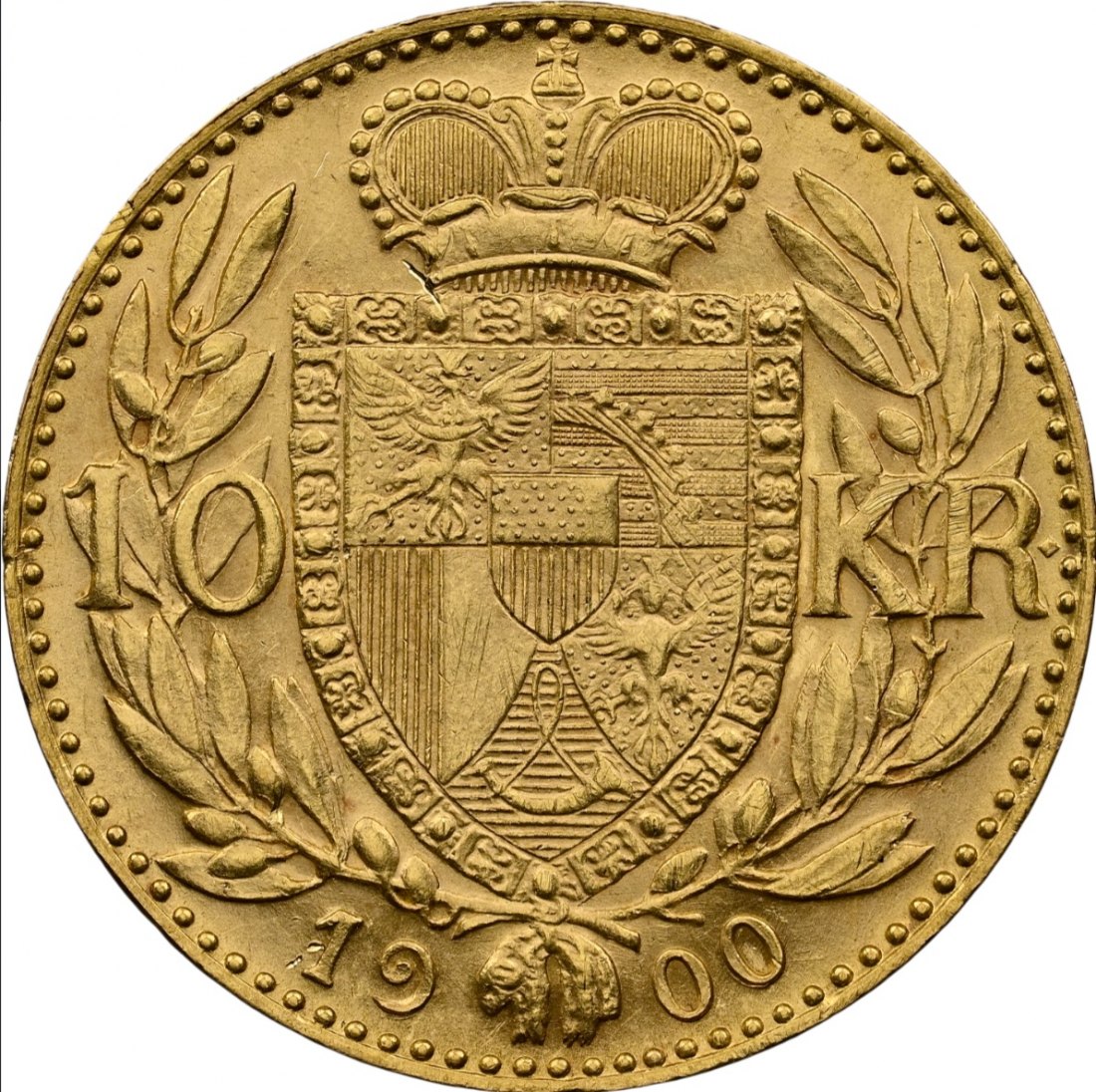  Liechtenstein 10 Kronen 1900 | NGC MS62 | Johann II.   