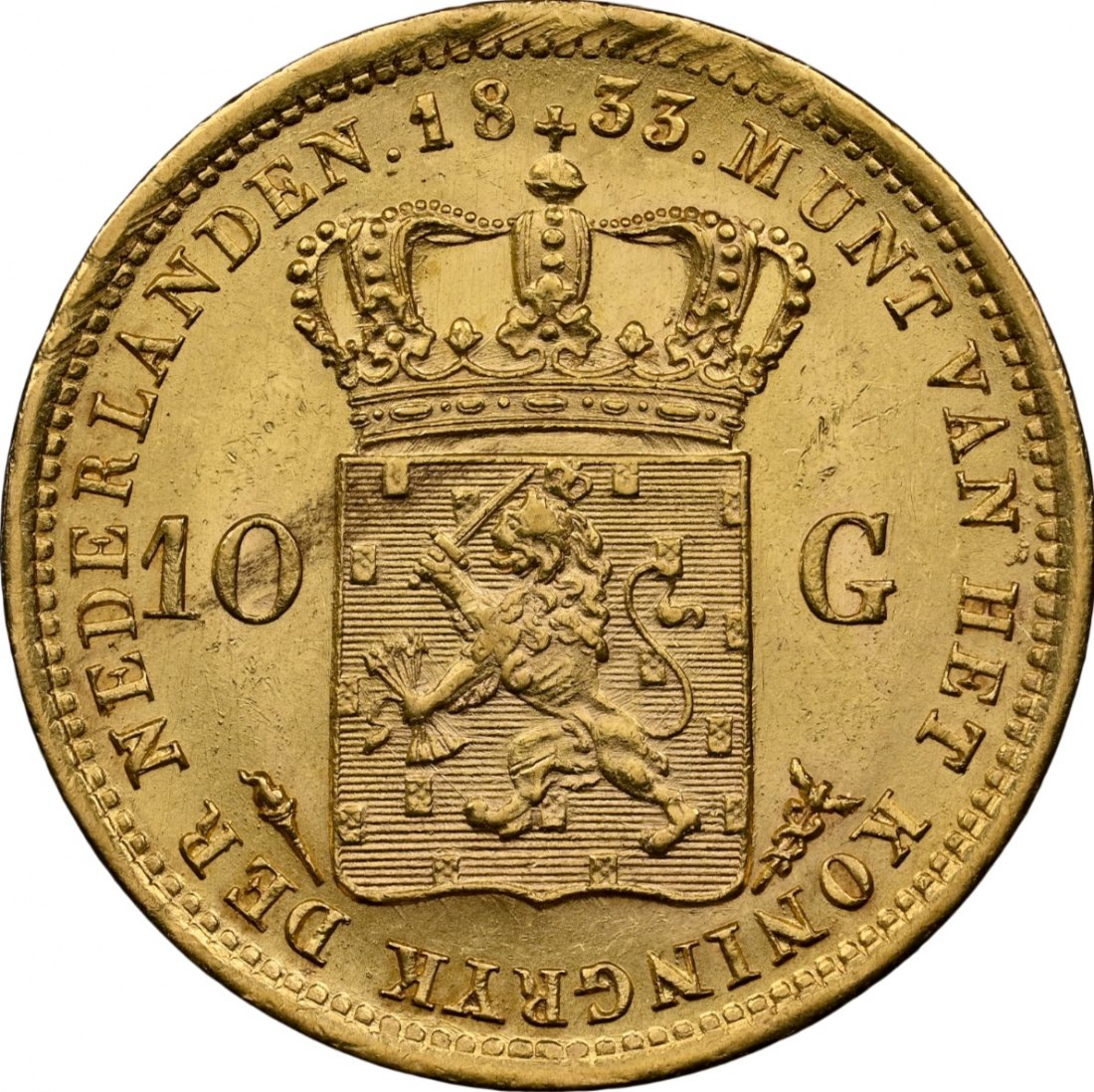  Niederlande 10 Gulden 1833 | NGC MS61 | Wilhelm I.   