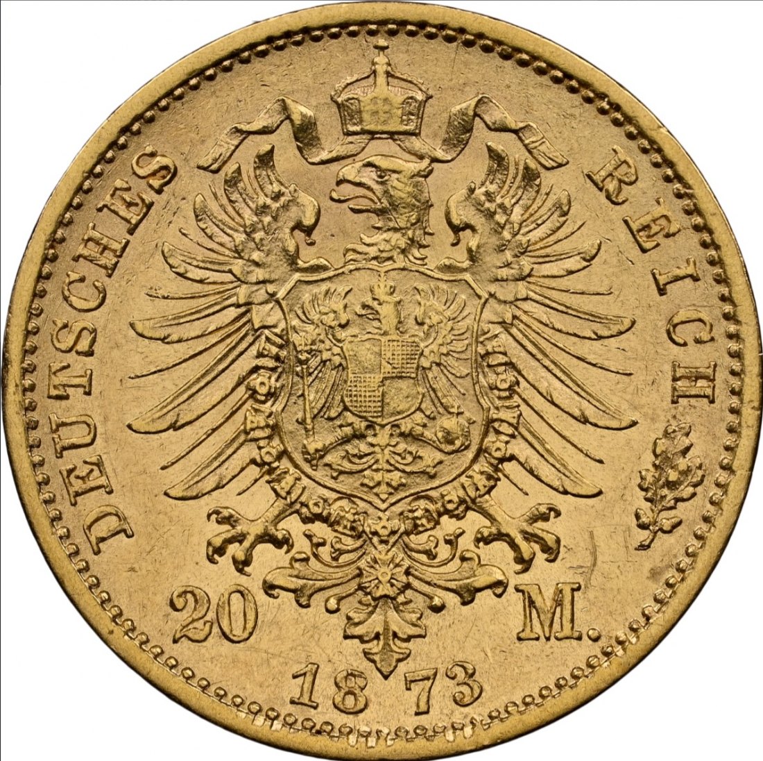 Deutsches Reich Sachsen 20 Mark 1873 E | NGC AU55 | Johann I.   