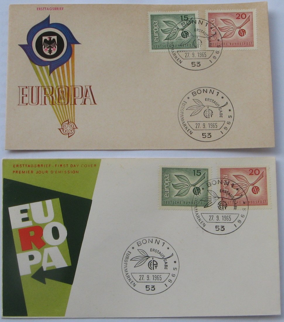  1965,Deutschland,Europa-Marken,2 Erstagbriefe+Mi DE 483/484   
