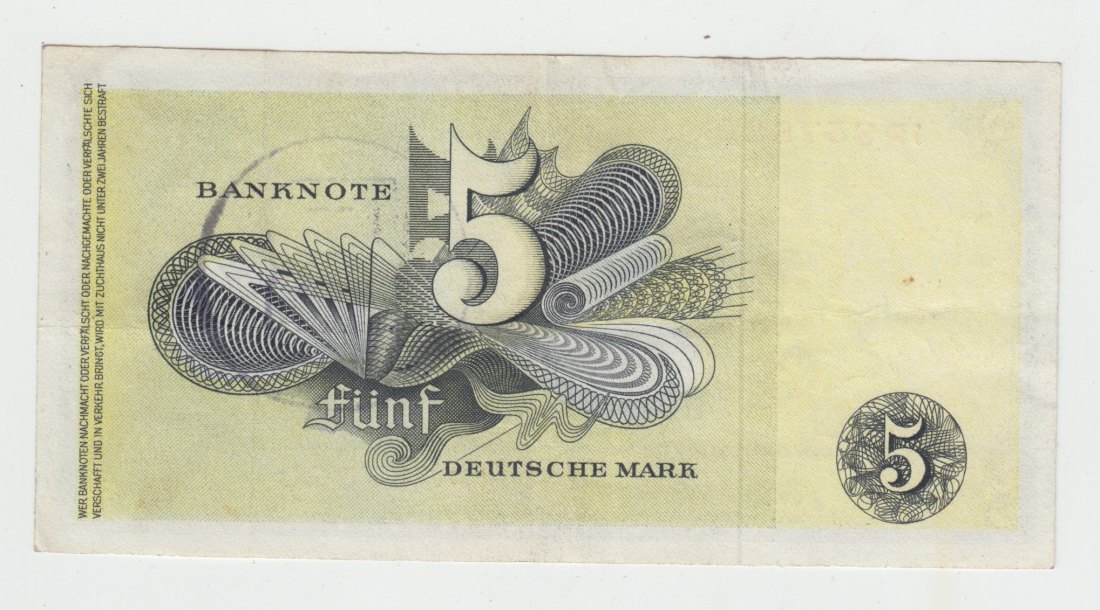  Ro. 253 b, 5 Deutsche Mark von 1948, Ausgabe für Westberlin, IP 857830, leicht gebraucht II   