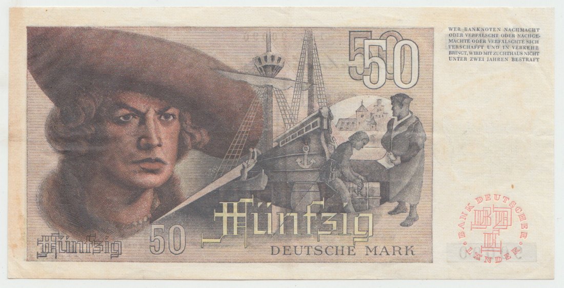  Ro. 254, 50 Deutsche Mark von 1948, Franzosenschein, leicht gebraucht II   