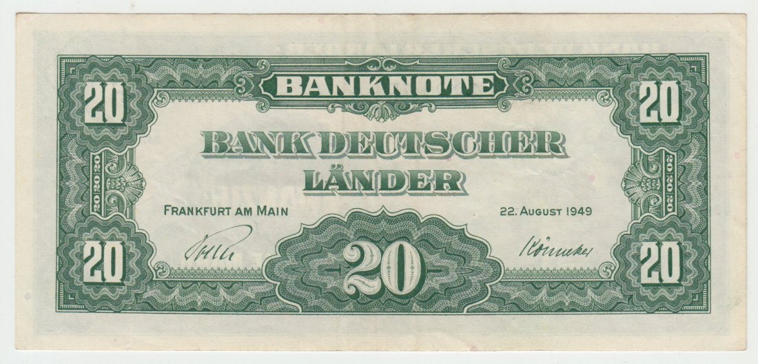  Ro. 260, 20 Deutsche Mark von 1949, leicht gebraucht II   