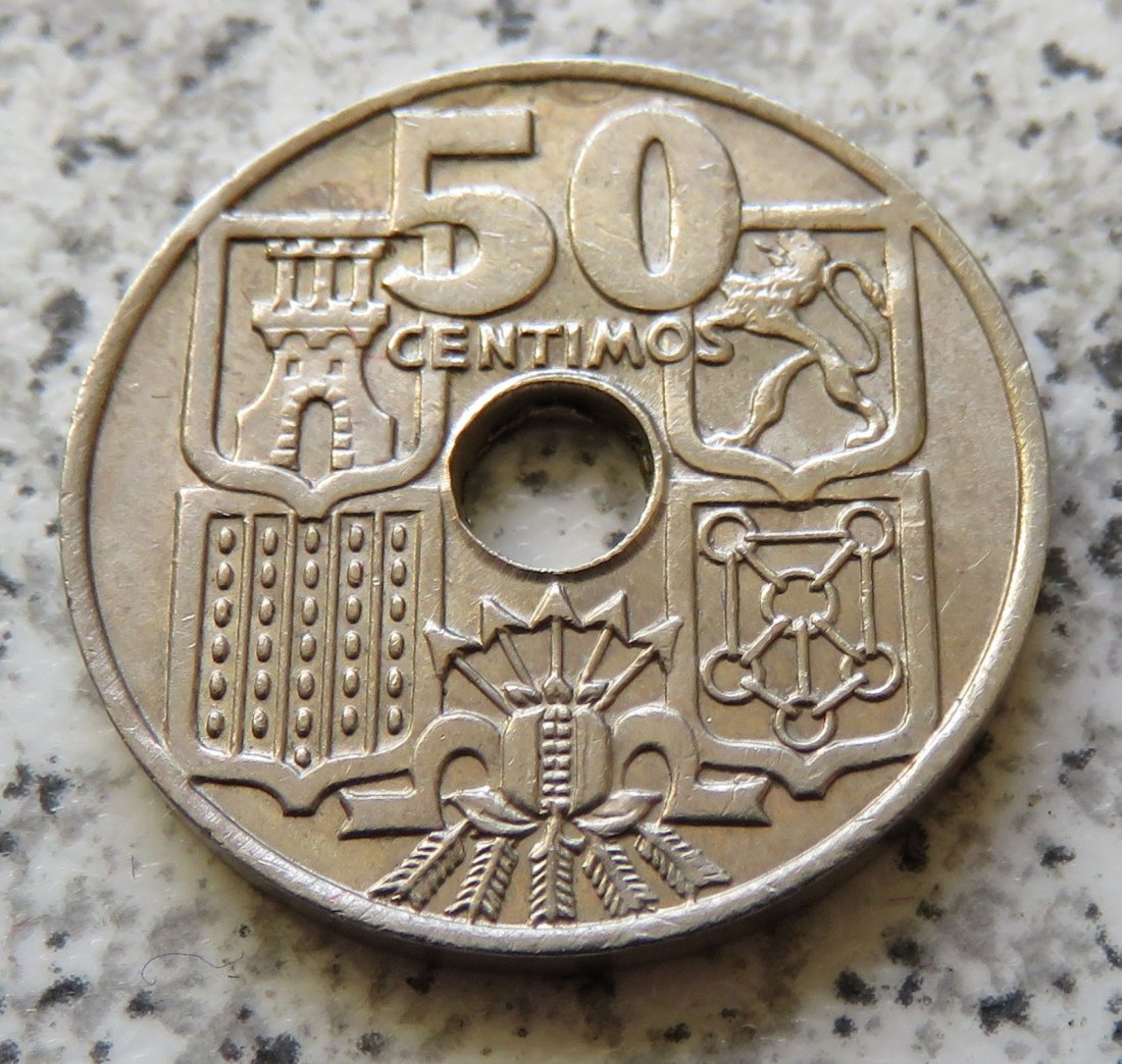  Spanien 50 Centimos 1949 Sternchen 62   