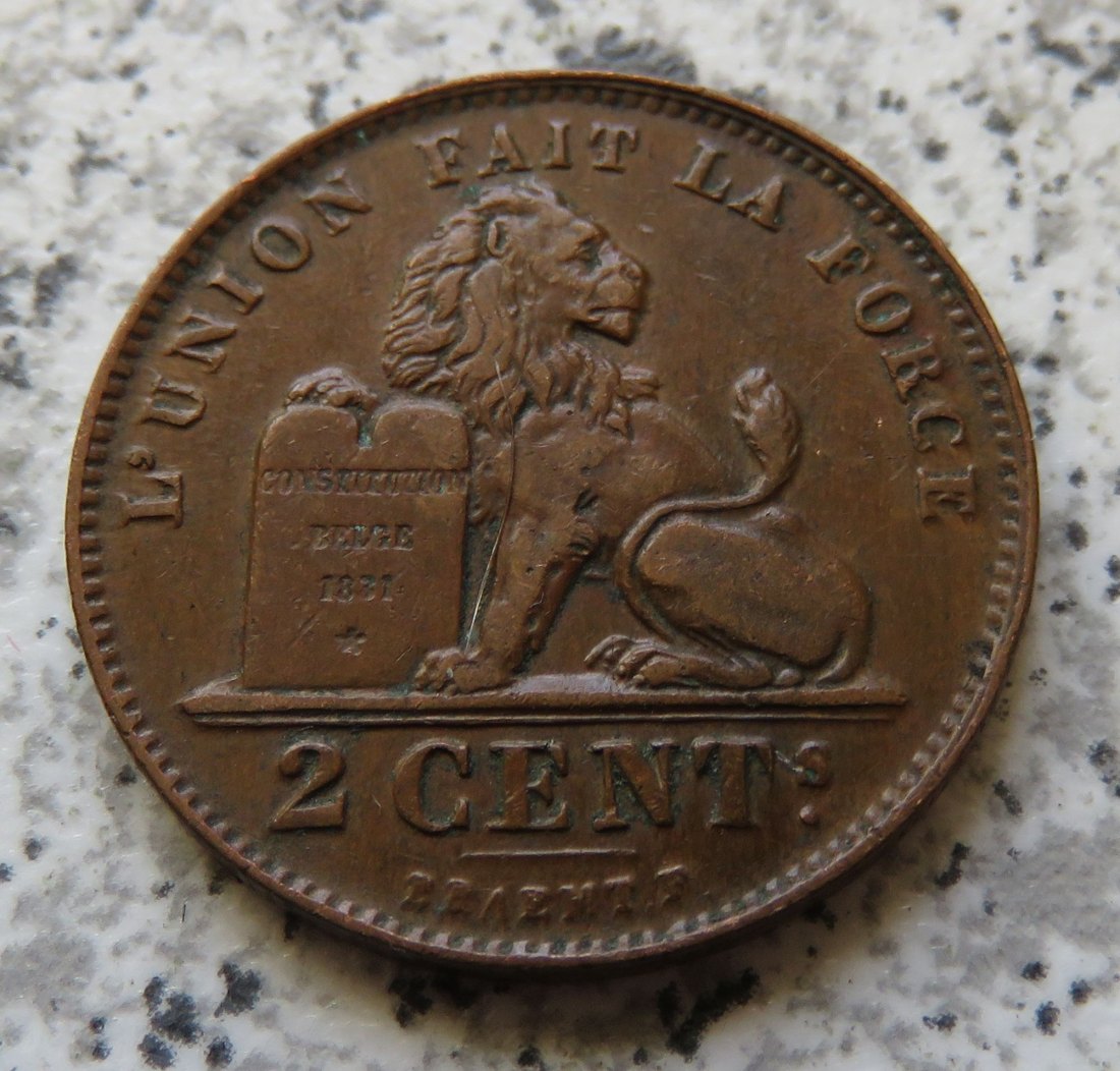  Belgien 2 Centimes 1909, französisch   