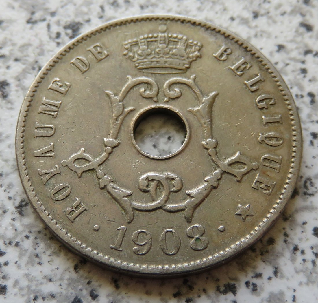  Belgien 25 Centimes 1908, französisch   