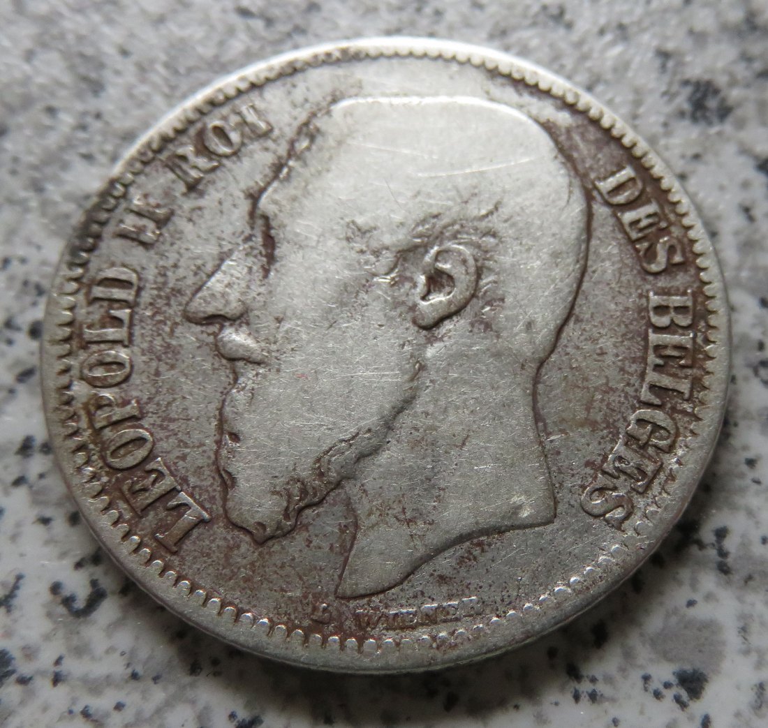  Belgien 2 Francs 1867, Belegstück   