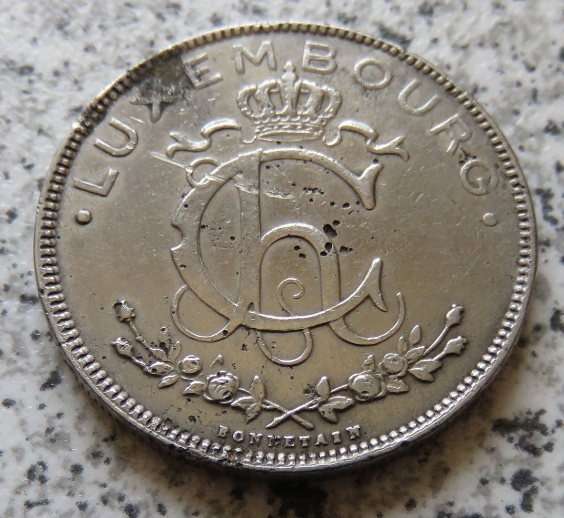  Luxemburg 2 Francs 1924, Belegstück   