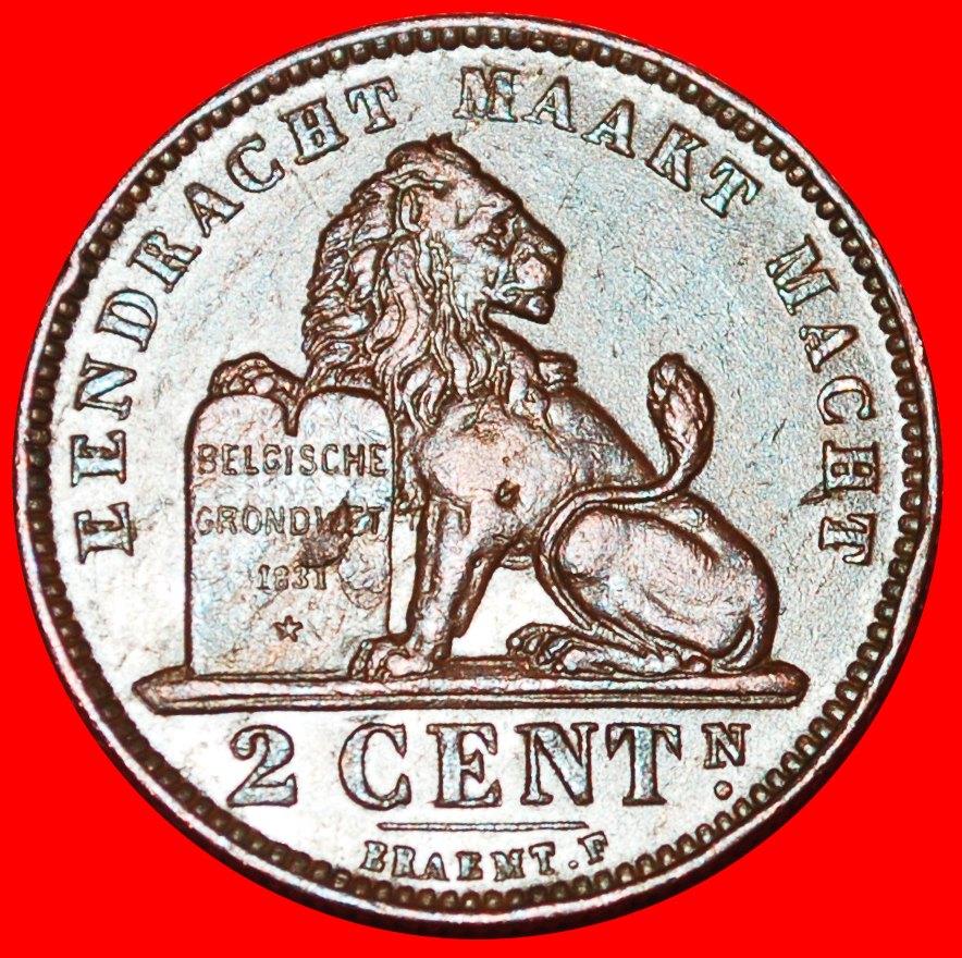 * DUTCH LEGEND (1910-1919): BELGIUM ★ 2 CENTIMES 1919! ALBERT I (1909-1934)★LOW START★ NO RESERVE!