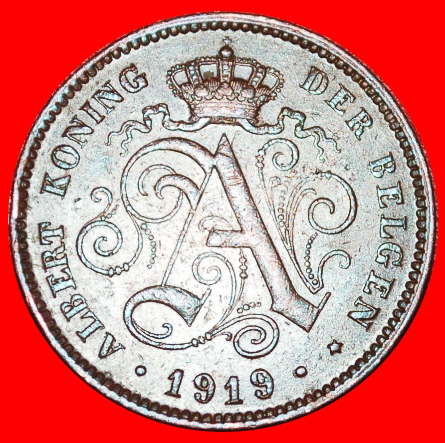  * DUTCH LEGEND (1910-1919): BELGIUM ★ 2 CENTIMES 1919! ALBERT I (1909-1934)★LOW START★ NO RESERVE!   