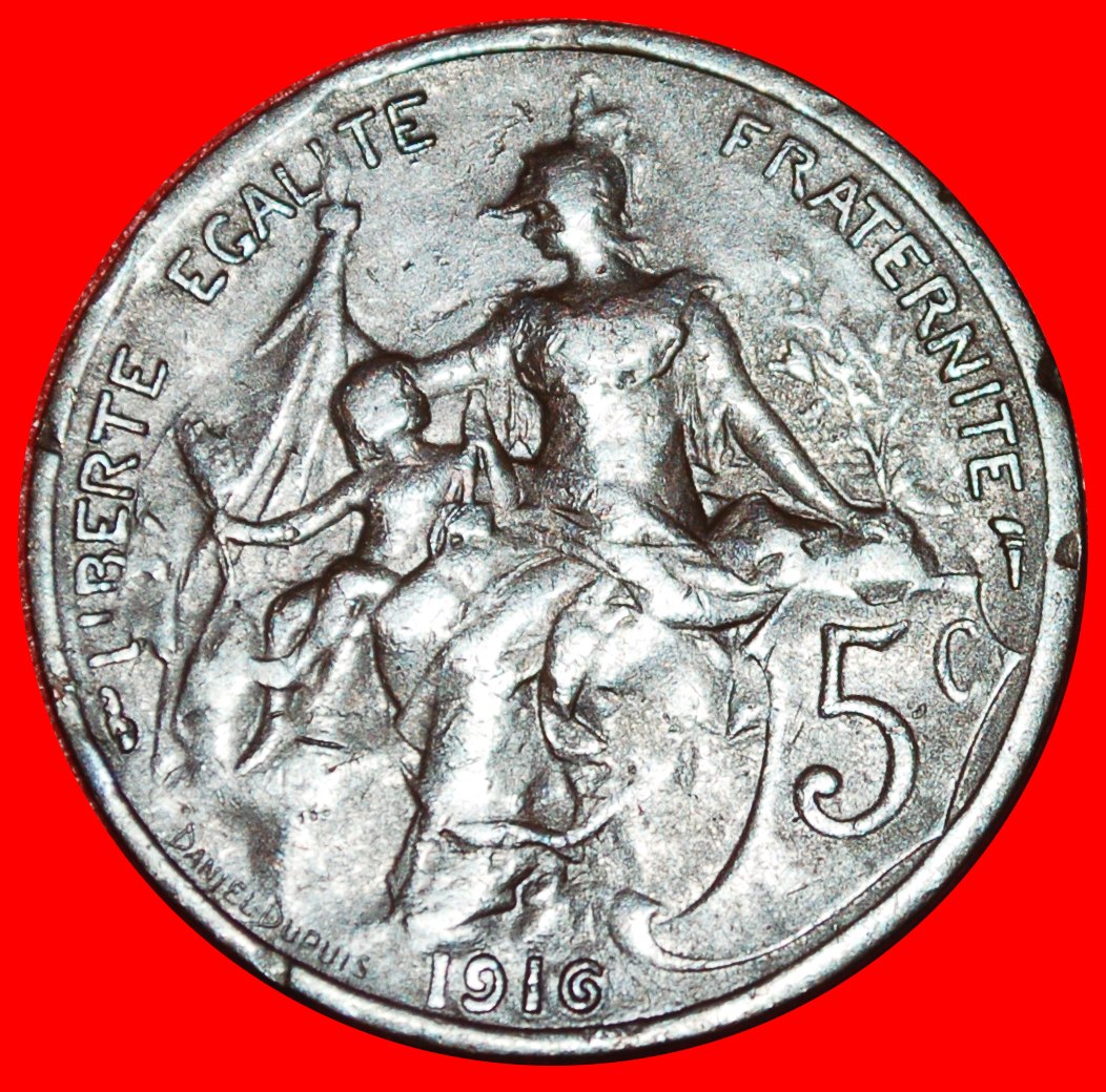  * FREIHEIT (1897-1921): FRANKREICH ★ 5 CENTIMES 1916!★OHNE VORBEHALT!   