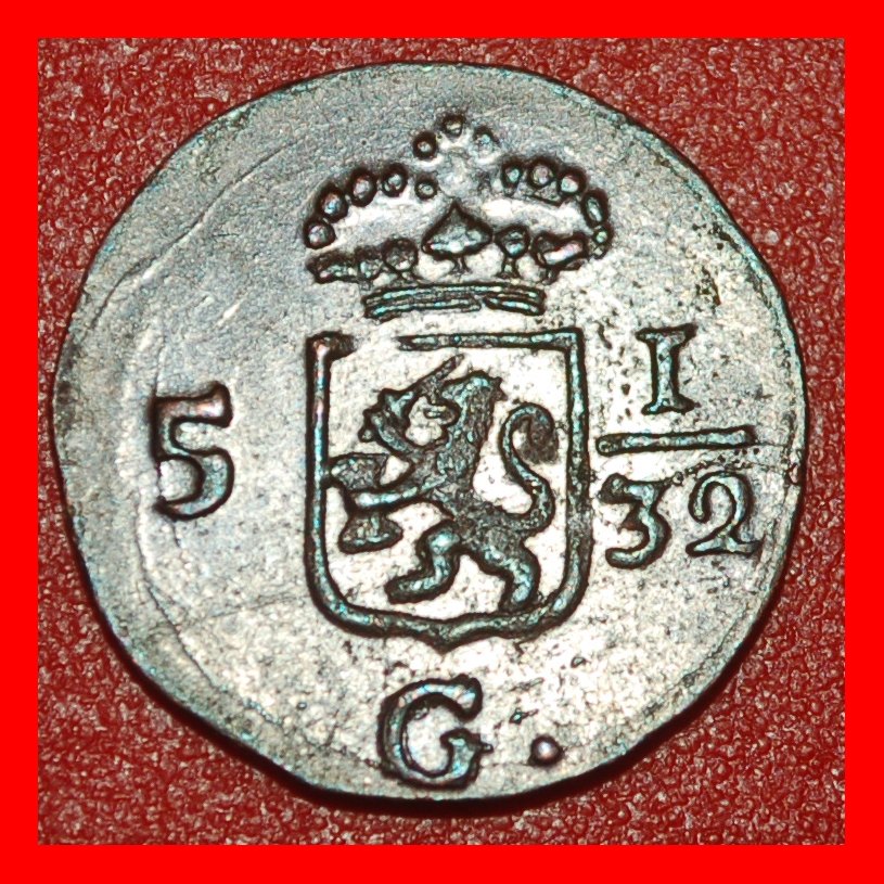  * LÖWE (1802-1809): NIEDERLÄNDISCH-INDIEN★FEHLER 5 1/32 G ~ 1/2 DUIT 1809 STG SELTEN★OHNE VORBEHALT!   