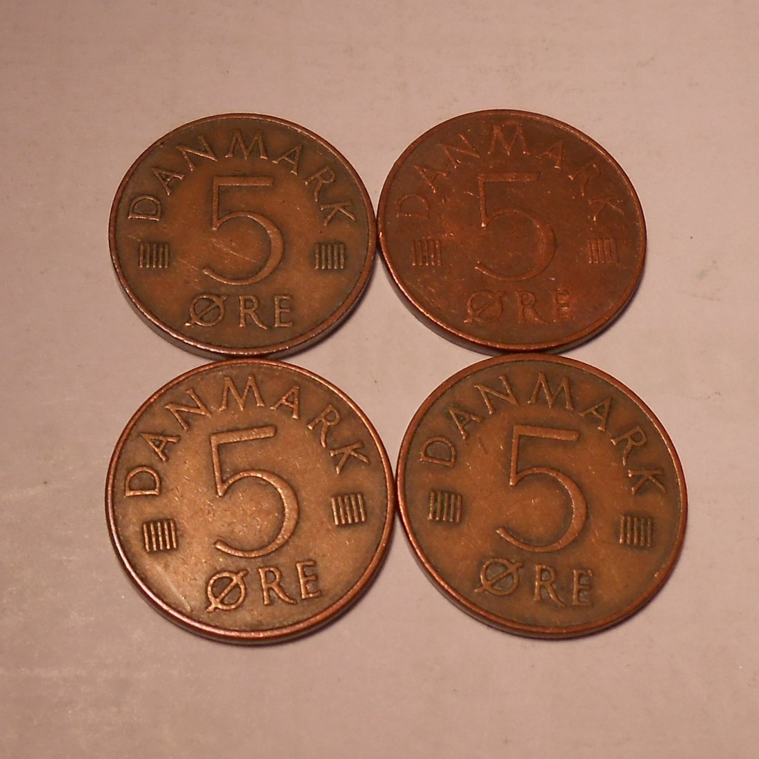  e.92 Dänemark 4er Lot 5 Öre 1976 1978 1981 1983   