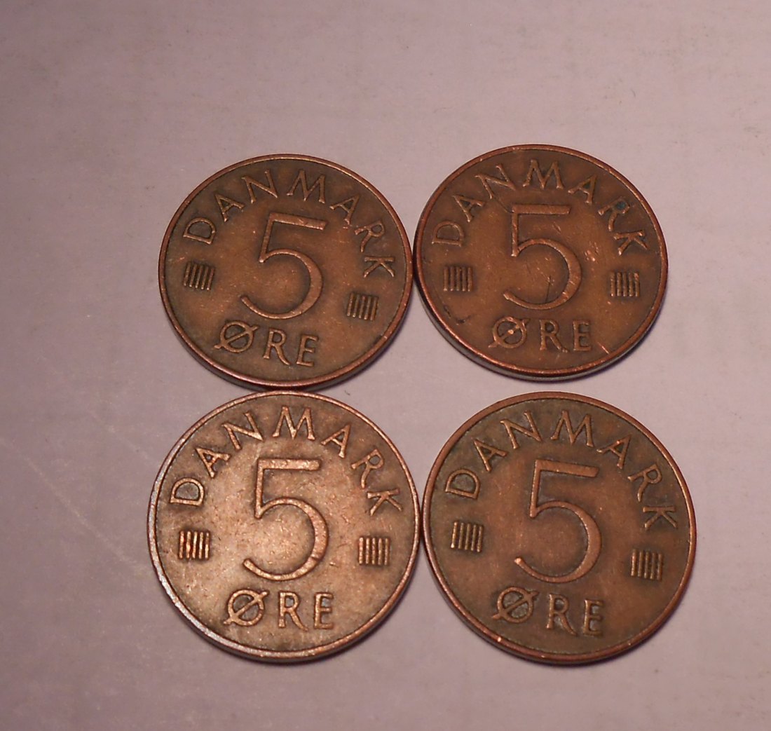  e.94 Dänemark 4er Lot 5 Öre 1978 1980 1981 1983   