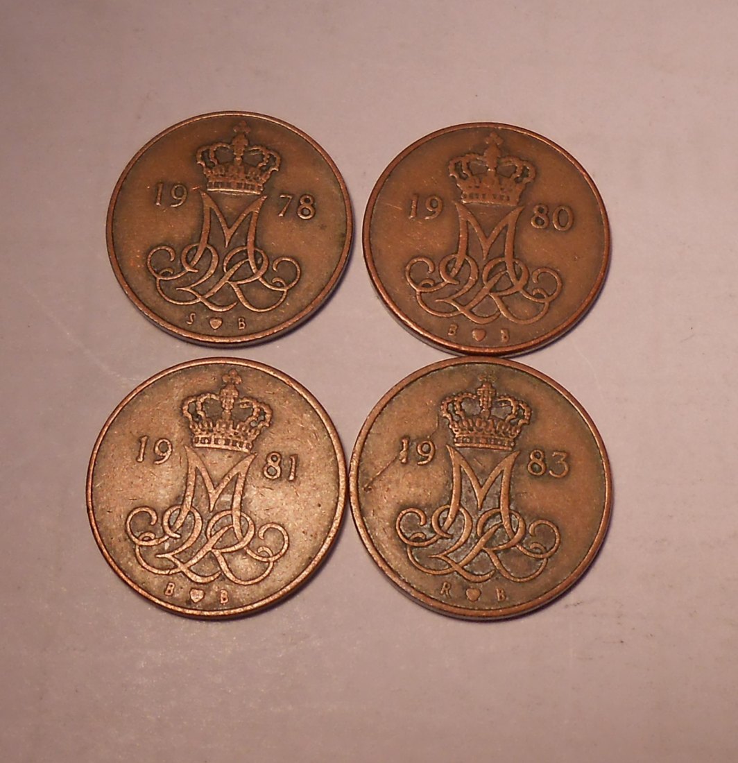  e.94 Dänemark 4er Lot 5 Öre 1978 1980 1981 1983   