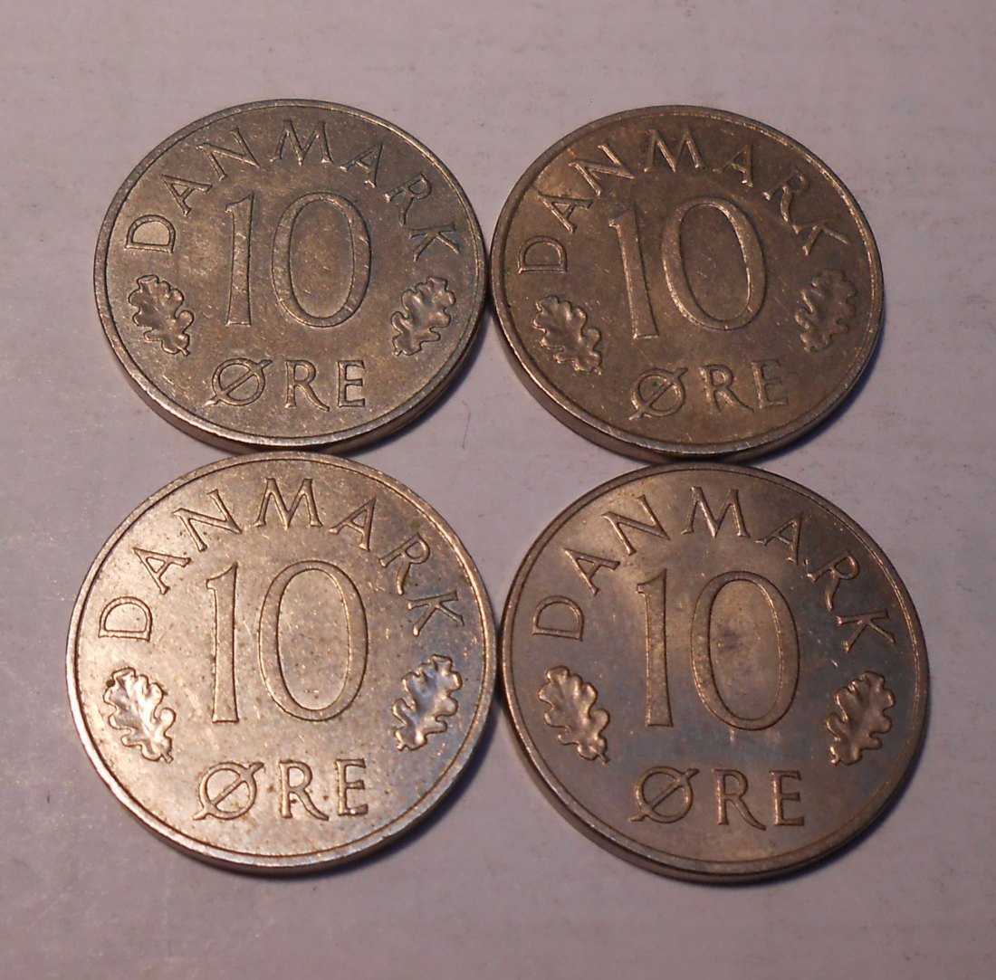  e.95 Dänemark 4er Lot 10 Öre 1973 1983 1985 1987   