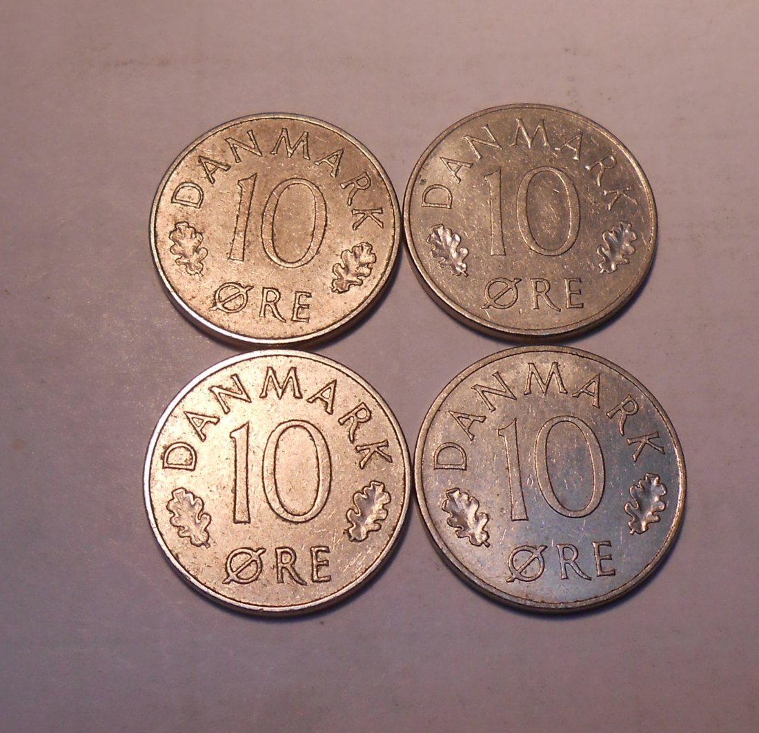  e.99 Dänemark 4er Lot 10 Öre 1973 1974 1975 1976   