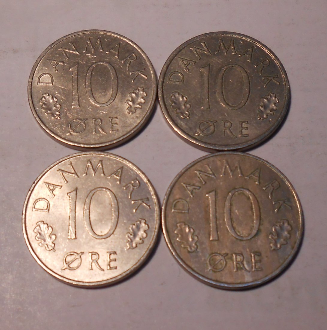  e.101 Dänemark 4er Lot 10 Öre 1978 1979 1980 1981   