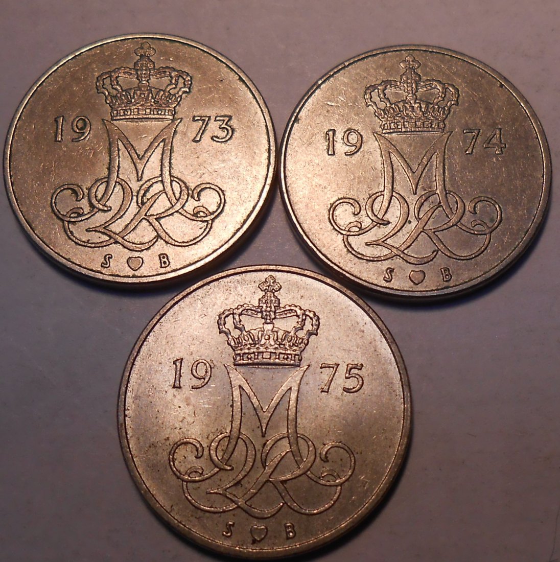  e.109 Dänemark 3er Lot 10 Öre 1973 1974 1975   