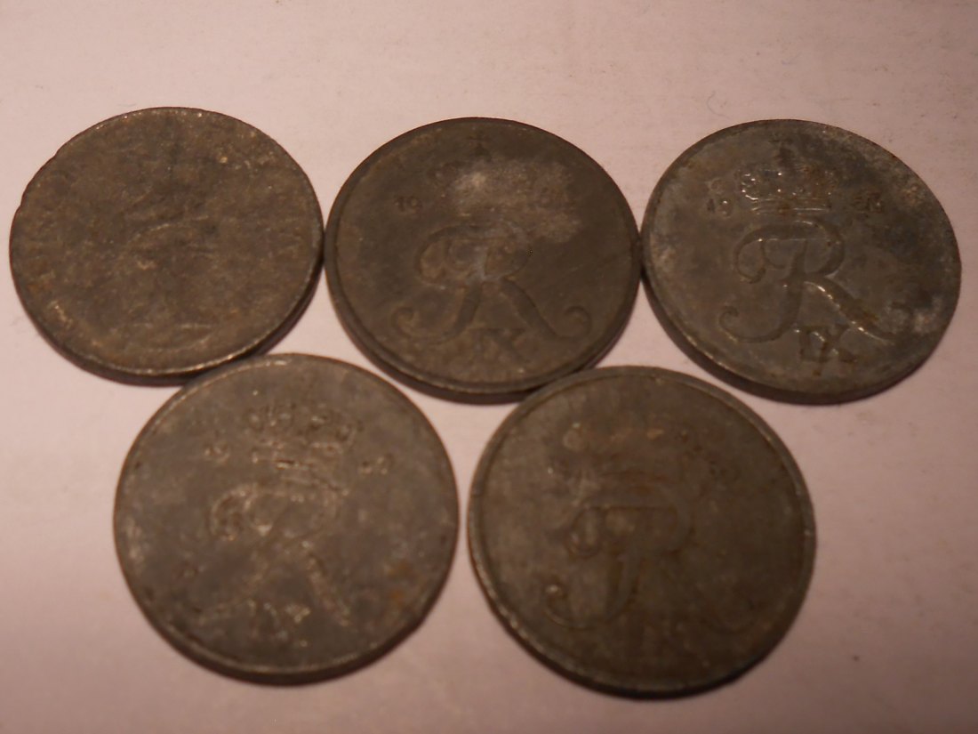  e.111 Dänemark 5er Lot 1 Öre 1944? 1960 1966 1967 196?   