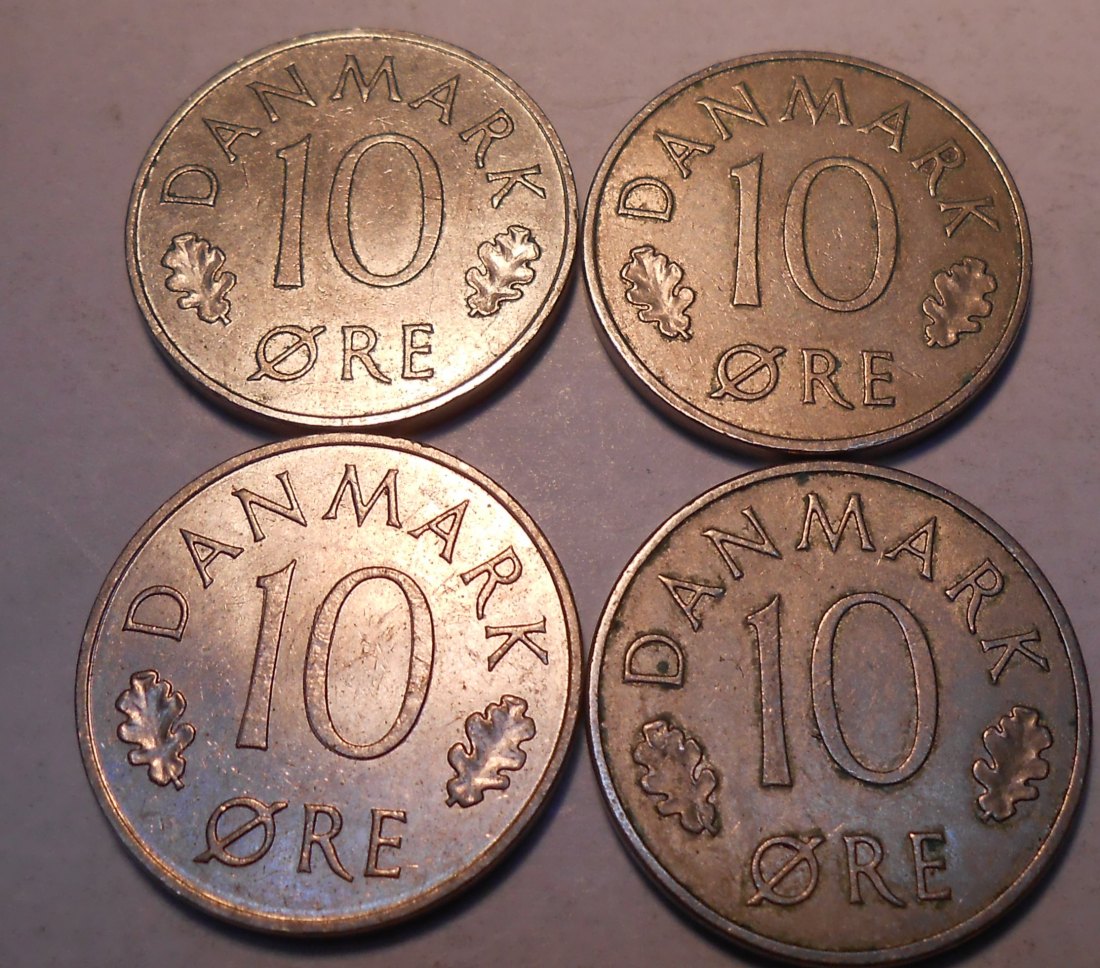  e.116 Dänemark 4er Lot 10 Öre 1980 1983 1986 1987   