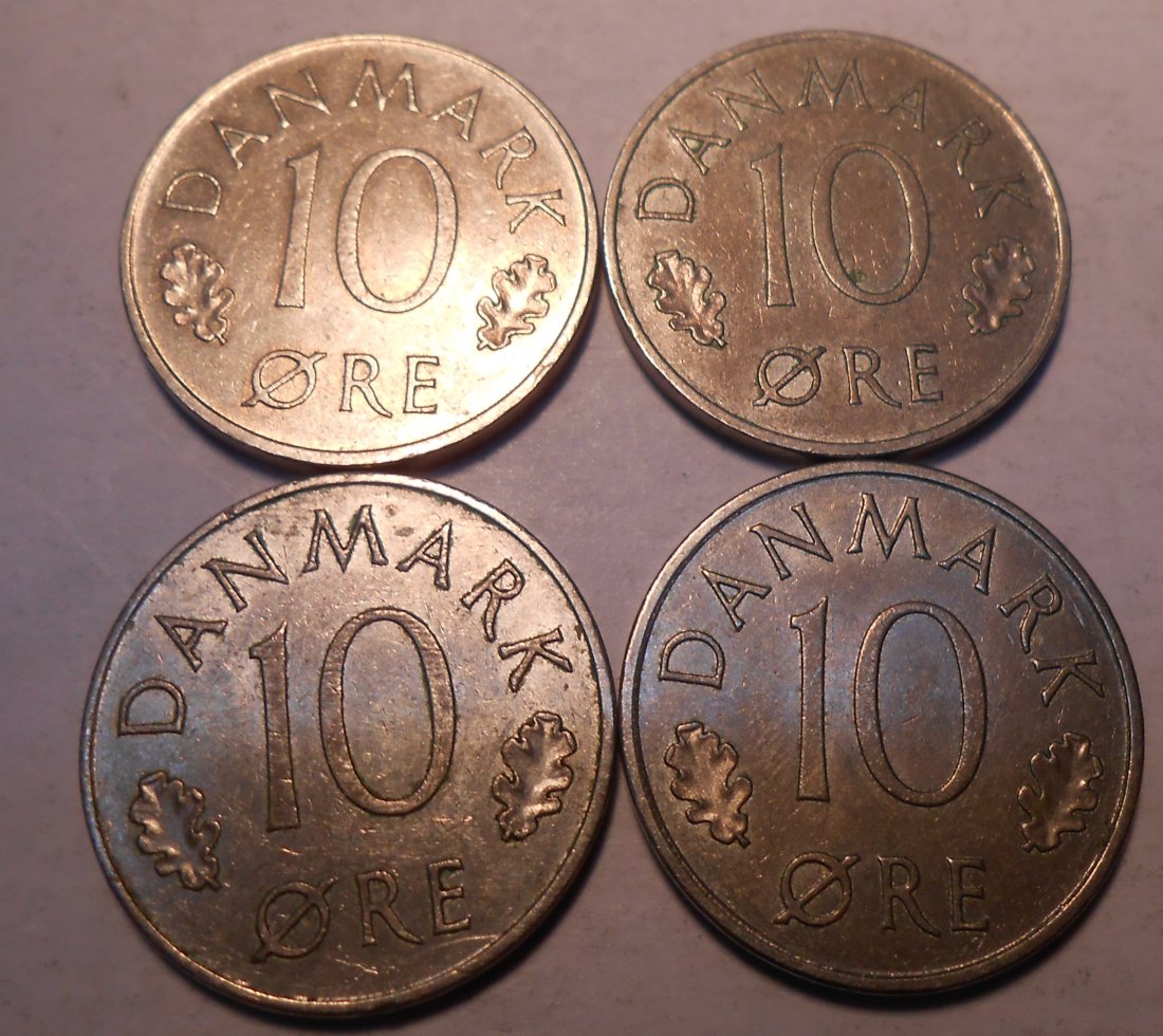  e.118 Dänemark 4er Lot 5 Öre 1973 1974 1978 1979   