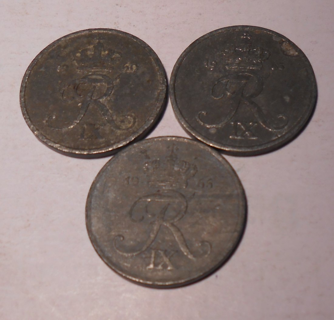  e.122 Dänemark 3er Lot 2 Öre 1960 1965 1966   