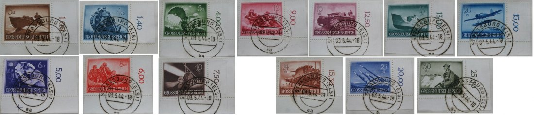  1944, Deutsches Reich, eine komplette Briefmarkenserie: „Tag der Streitkräfte: Gedenktag der Helden”   