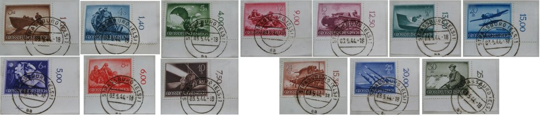  1944, Deutsches Reich, eine komplette Briefmarkenserie: „Tag der Streitkräfte: Gedenktag der Helden”   