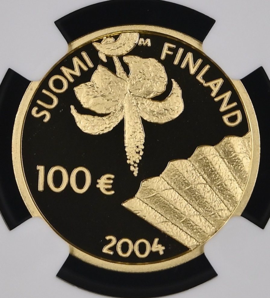  Finnland 100 Euro 2004 | NGC PF70 ULTRA CAMEO TOP POP | 150. Geburtstag A. Edelfelt   