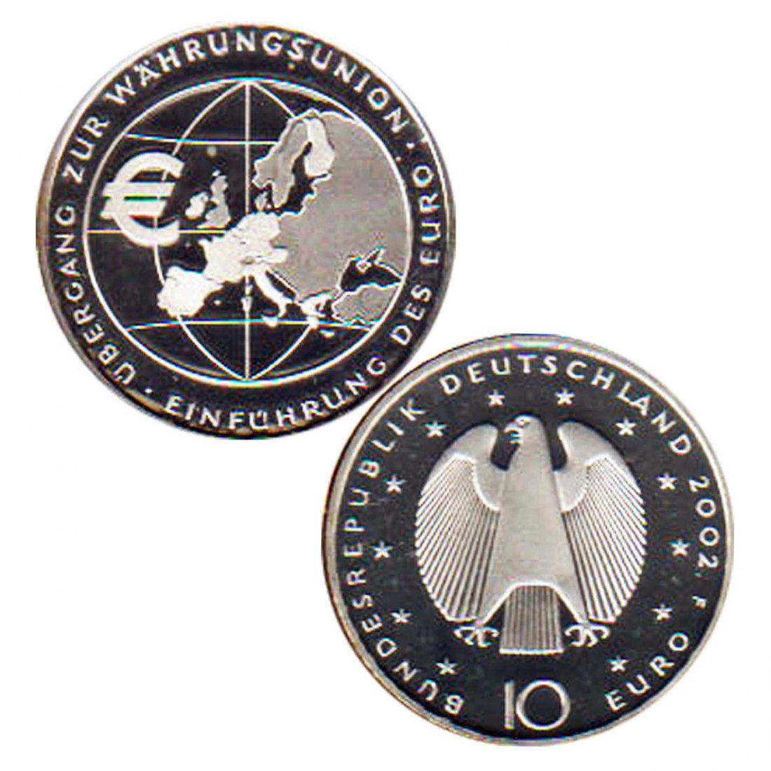 Offiz. 10-Euro-Silbermünze BRD *Europäische Währungsunion* 2002 *PP*   