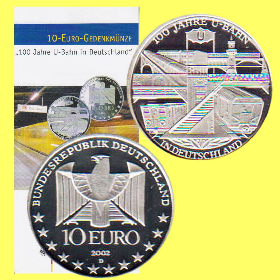  Offiz. 10-Euro-Silbermünze BRD *100 Jahre U-Bahn in Deutschland* 2002 *PP*   