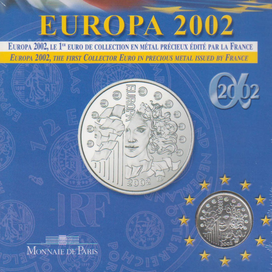  Frankreich 1/4€-Silbermünze *Europäische Währungsunion* 2002   