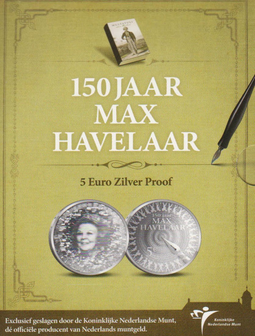  Offiz. 5-Euro-Silbermünze Niederl. *150 Jahre Max Havelaar* 2010 *PP*   