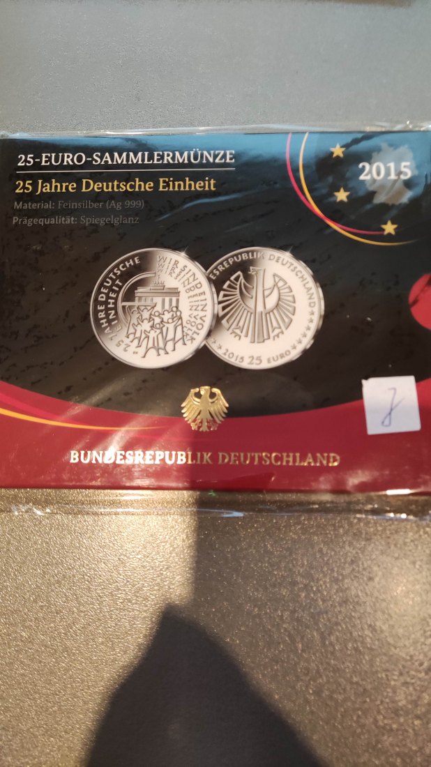  BRD Deutschland 25 Euro 2015 pp Ag 999 Spiegelgl.25 Jahre Deutsche Einheit J   