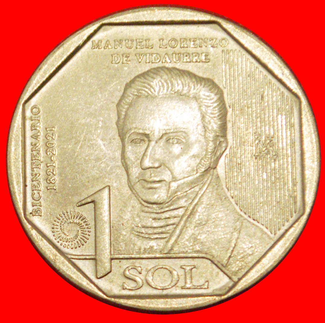 * UNABHÄNGIGKEIT 1821-2021: PERU ★ 1 SOL 2022 VIDAURRE (1773-1841)! STG STEMPELGLANZ★OHNE VORBEHALT!