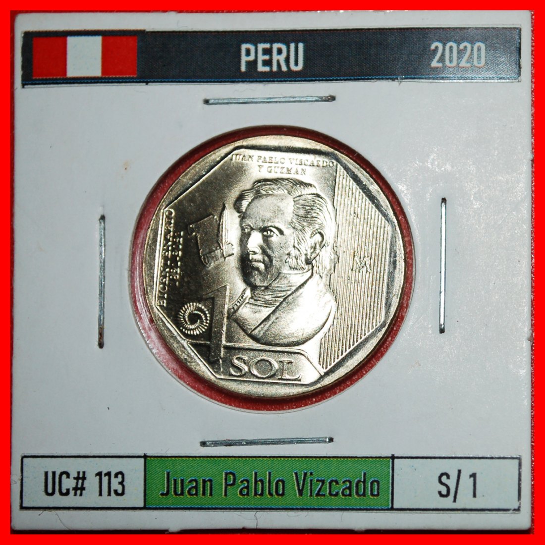  * INDEPENDENCE 1821-2021: PERU★1 SOL 2020 WRITER (1748–1798) UNC MINT LUSTRE★LOW START ★ NO RESERVE!   