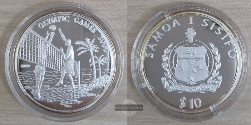  Samoa 2000 10 Tala Olypische Sommerspiele 2000  FM-Frankfurt  Silber: 925/1000   