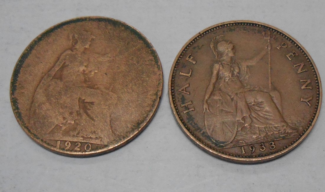  TK3 Großbritannien 2er Lot, 1/2 Penny George VI. 1920 1933   
