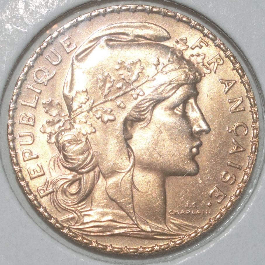  -kirofa - FRANKREICH 20 GOLD FRANCS- MARIANNE 1914 - GOLD 5.81 gr - VZ   