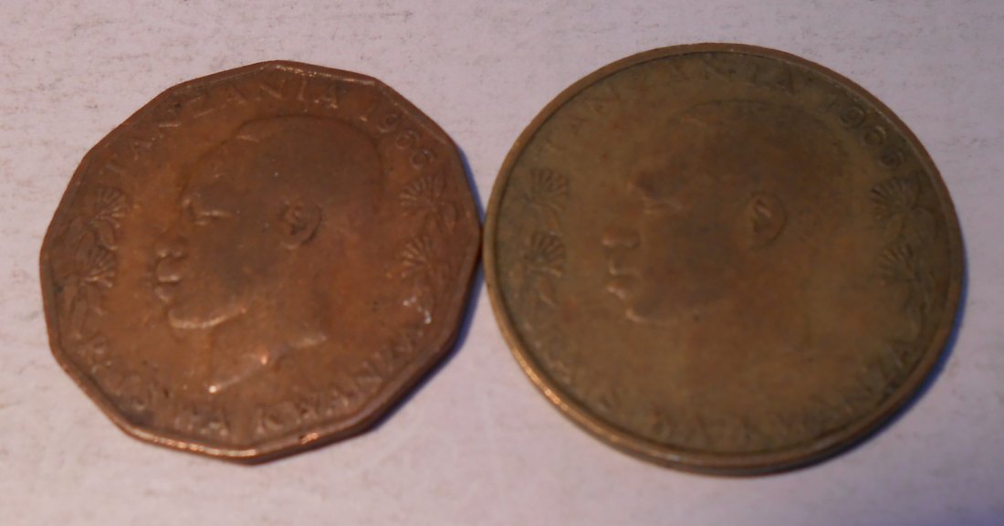  TK16 Tansania 2er Lot, 5 Cent 1966, 20 Cent 1966   