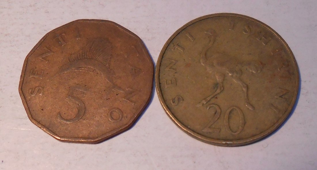  TK16 Tansania 2er Lot, 5 Cent 1966, 20 Cent 1966   