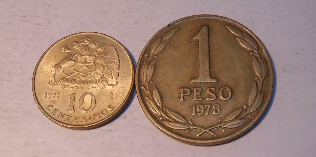  TK18 Chile 2er Lot, 10 Centavos 1971, 1 Peso 1978   