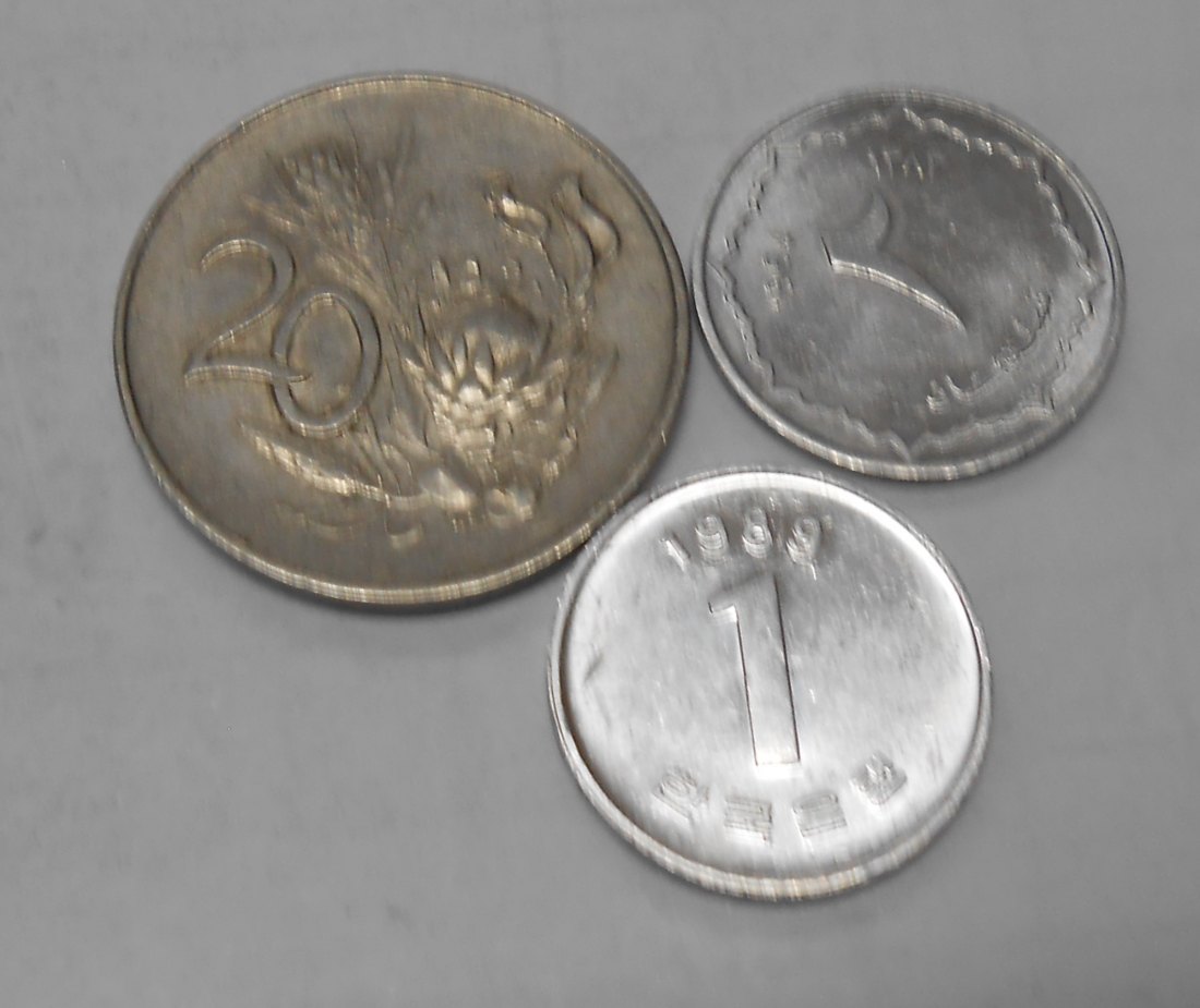  TK22 Algerien/Südafrika/Südkorea 3er Lot, 2 Santimi 1964, 20 Cents 1965, 1 Won 1989   