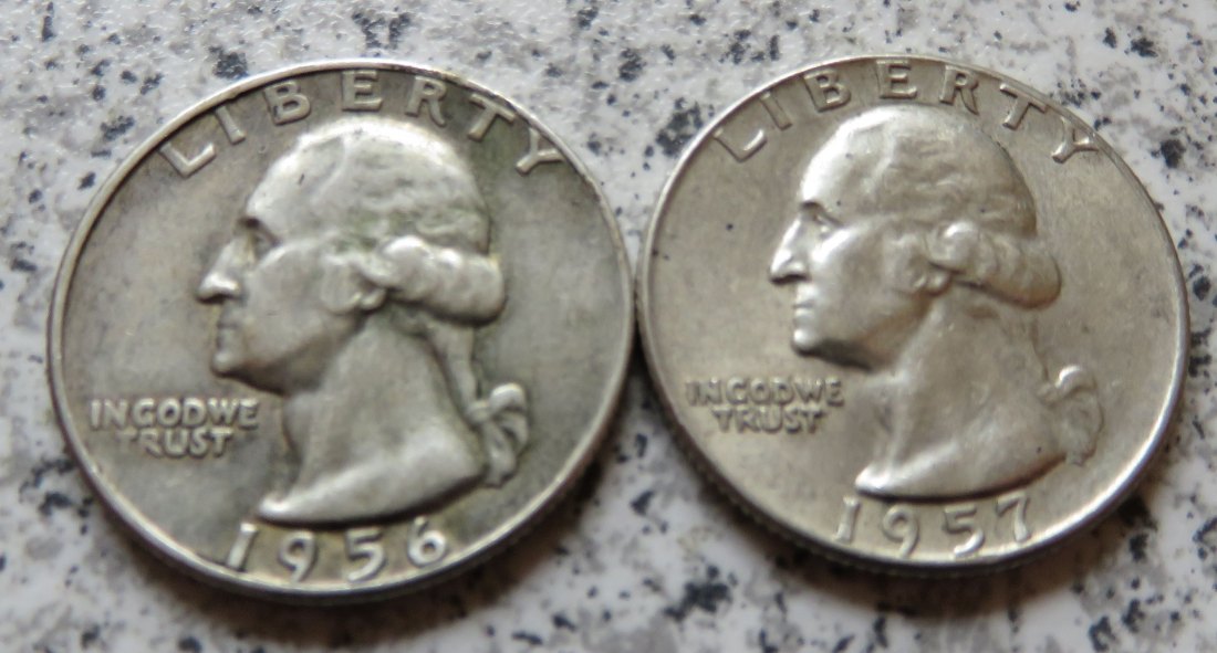  USA Quarter Dollar 1956 D und 1957 D / 25 Cents 1956 D und 1957 D   